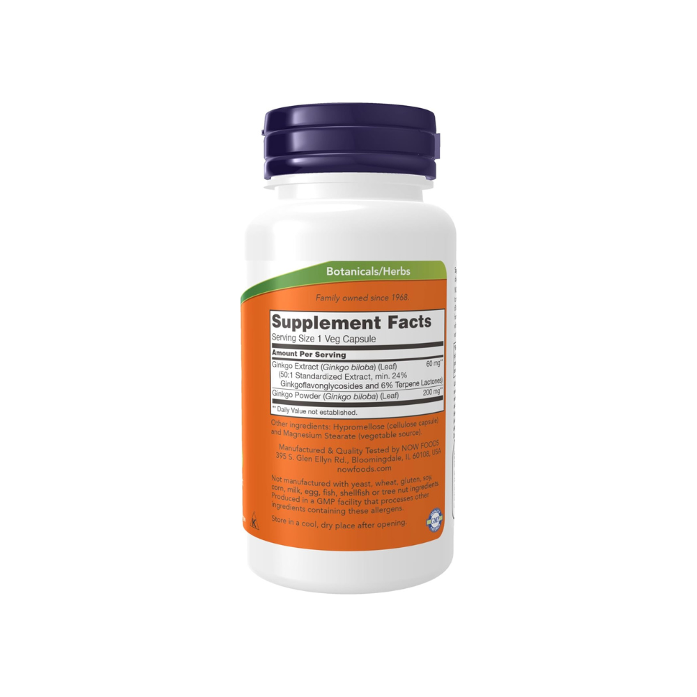 NOW GINKGO BILOBA 60 MG VEG CAPSULE 60’S