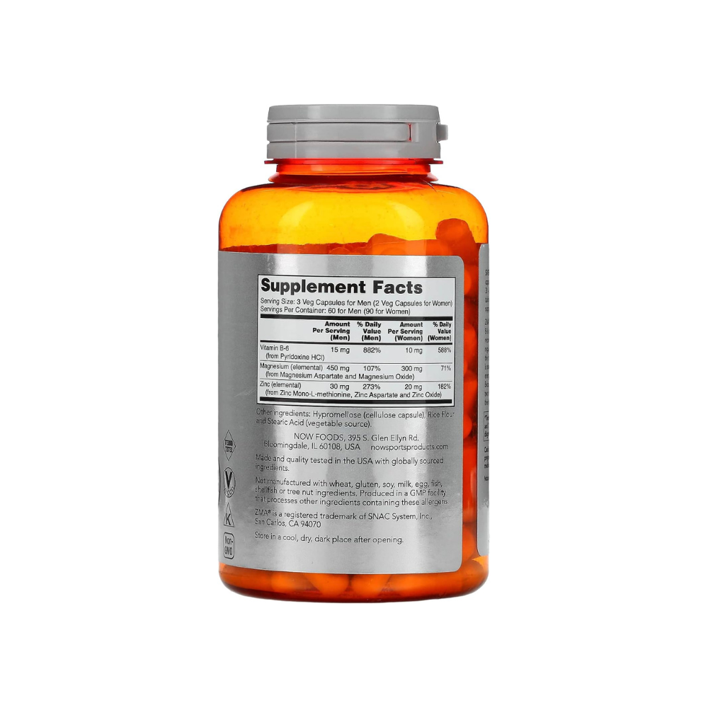 NOW ZMA 800MG VEG CAPSULES 180’S