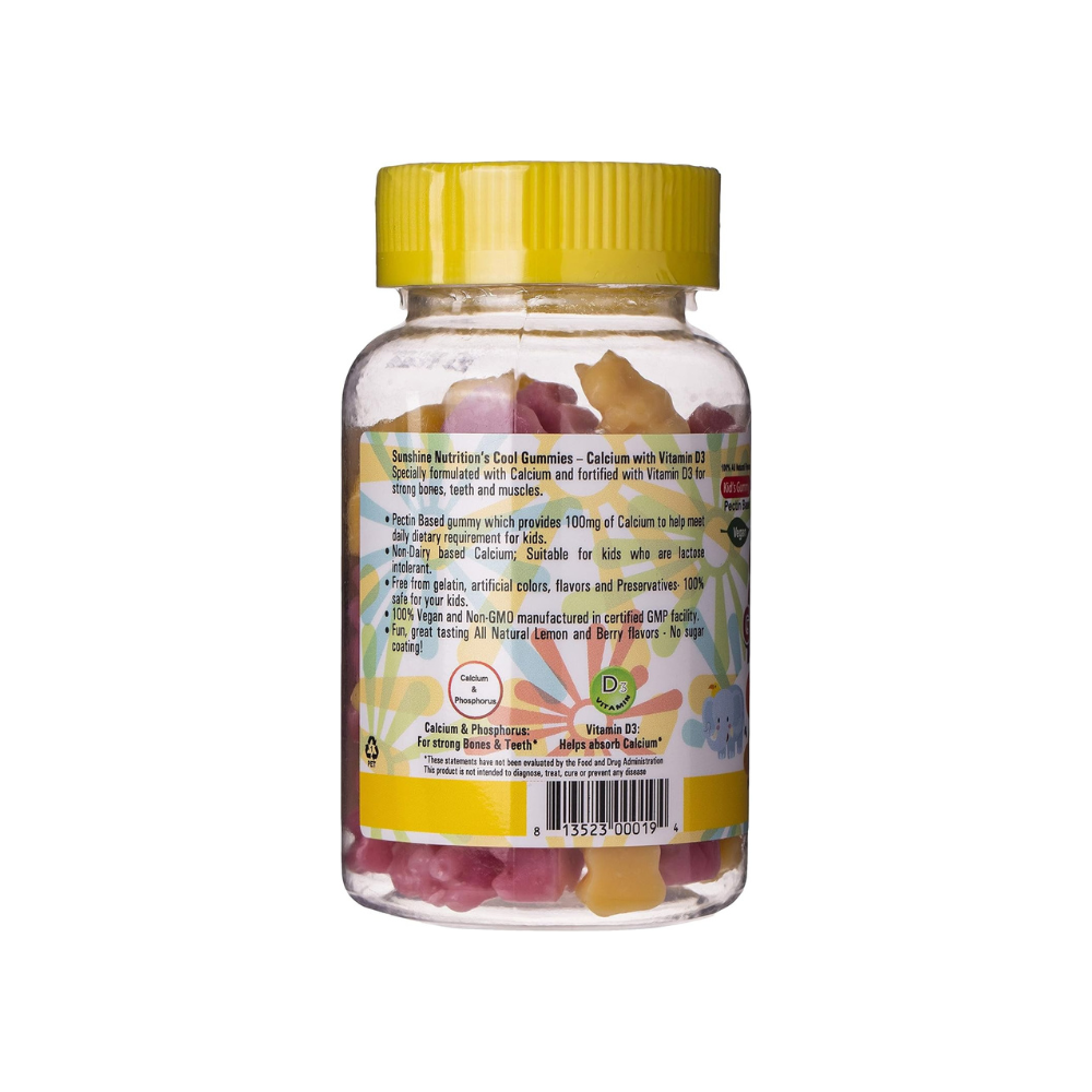 SUNSHINE NUTRITION COOL GUMMIES CALCIUM+D3 60’S (1)