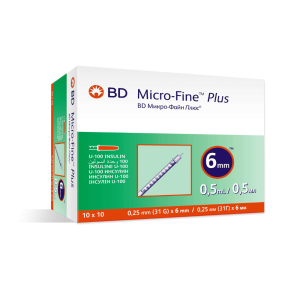 BD MICRO-FINE PLUS INSULIN SYRINGE 0.5 ML NEEDLE 31GX6MM 100'S