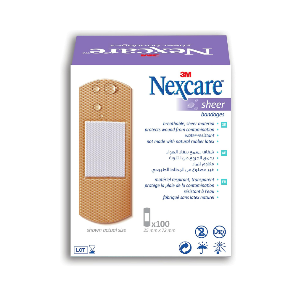 NEXCARE SHEER BANDAGE ONE SIZE 100’S (1)